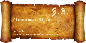 Zimmerman Milán névjegykártya